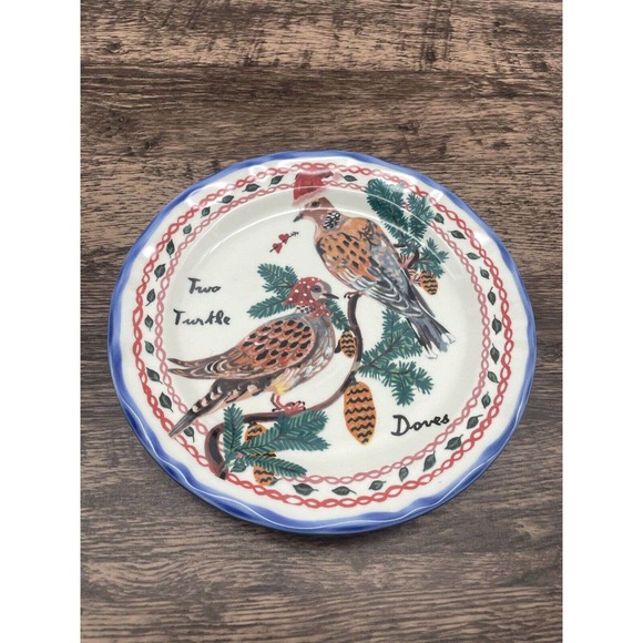 Anthropologie Other - Anthropologie Nathalie Lete 12 Days of Christmas Dessert Plate 2 Turtle Doves